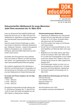 Dokumentarfilm-Wettbewerb f&uuml;r junge Menschen Jetzt Filme