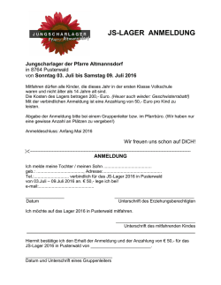 JS-LAGER ANMELDUNG