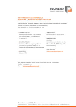 industrieservicearbeiter (m/w) f&uuml;r lager