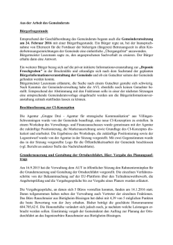 Bericht der Gemeinderatssitzung vom 24.02.2016