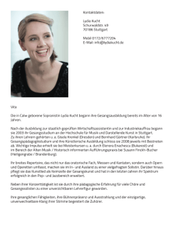 Vita Die in Calw geborene Sopranistin Lydia Kucht begann ihre