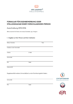 Eigenbewerbung - Stifterverband