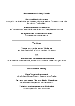 Hochzeitsmen&uuml; 3 Gang Klassik Marschall Hochzeitssuppe Kr&auml;ftige