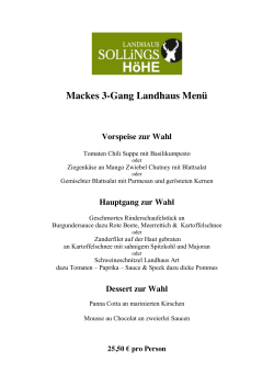 Mackes 3-Gang Landhaus Menü Vorspeise zur Wahl