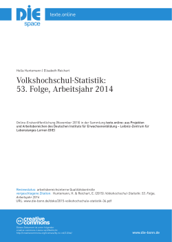 Volkshochschul-Statistik: 53. Folge, Arbeitsjahr 2014