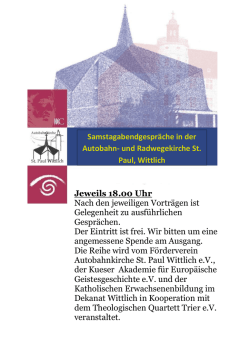 Jeweils 18.00 Uhr Nach den jeweiligen Vortr&auml;gen ist Gelegenheit zu