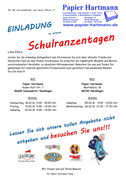 Liebe Eltern, nutzen Sie die einmalige Gelegenheit und informieren