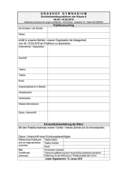 GRASHOFGYMNASIUM Praktikumsvertrag erh&auml;lt in unserem