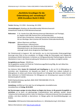 DOK-Grundkurs Recht II 2016 - Ordensgemeinschaften in