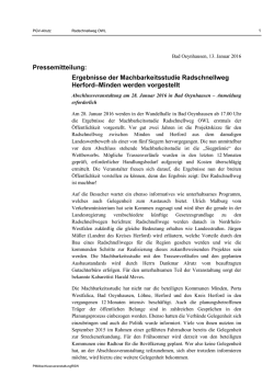 Ergebnisse der Machbarkeitsstudie Radschnellweg Herford