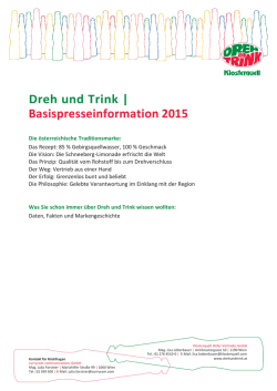 Dreh und Trink | Basispresseinformation 2015