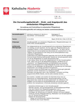 Die Verwaltungsfachkraft &ndash; Dreh- und Angelpunkt des ambulanten