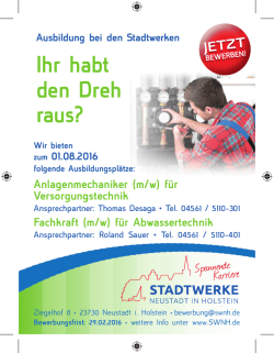Ihr habt den Dreh raus? - Stadtwerke Neustadt in Holstein