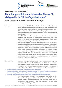 ein lohnendes Thema f&uuml;r zivilgesellschaftliche Organisationen?