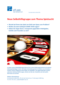 Neue Selbsthilfegruppe zum Thema Spielsucht - Eff