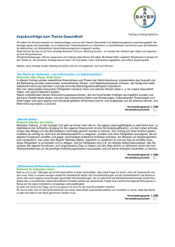 Impulsvortr&auml;ge zum Thema Gesundheit