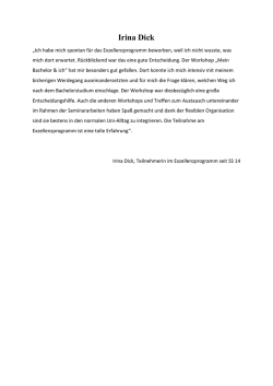 Irina Dick, Teilnehmerin im Exzellensprogramm seit SS 2014