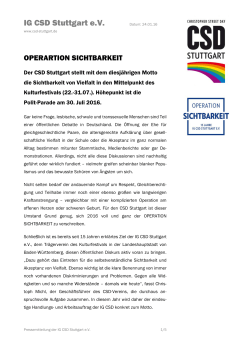 CSD Stuttgart 2016 steht unter dem Motto OPERATION