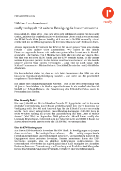 1 Million Euro Investment: readfy verdoppelt mit weiterer Beteiligung