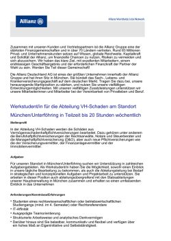 Werkstudent/in für die Abteilung VH