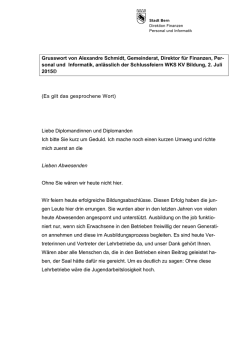Grusswort von Alexandre Schmidt, Gemeinderat