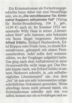 Ein Kriminalroman als Fortsetzungsge schichte kann daher nur eine