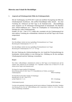 Hinweise zum Urlaub f&uuml;r Besch&auml;ftigte