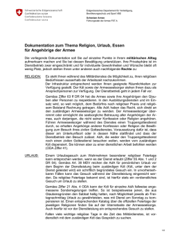 Dok zum Thema Religion in der Armee: Urlaub