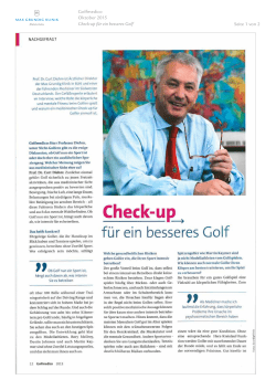 Golfmedico Oktober 2015 Check-up f&uuml;r ein besseres Golf Seite 1