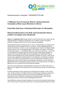 Worms: Wohnheim Max Kade Haus eingeweiht