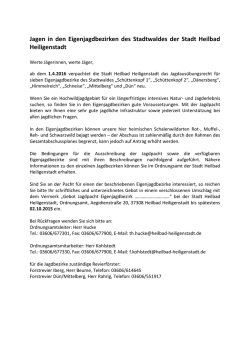 Jagen in den Eigenjagdbezirken des Stadtwaldes der Stadt Heilbad