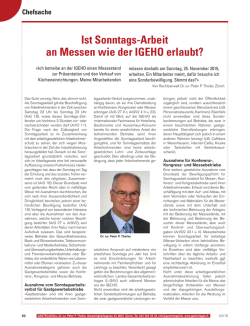Ist Sonntags-Arbeit an Messen wie der IGEHO erlaubt?