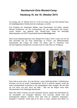 Nachbericht Girls Wanted-Camp Hamburg 16. bis 18. Oktober 2015