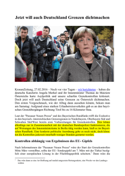 Jetzt will auch Deutschland Grenzen dichtmachen