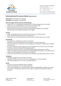 Informationen f&uuml;r unsere G&auml;ste