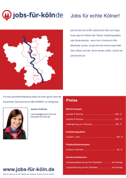 Jobs für echte Kölner! www.jobs-für