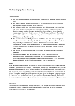 Teilnahmebedingungen Facebook Verlosung Teilnahmeschluss: 1