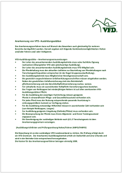 Anerkennung von VFD- Ausbildungsstätten Das