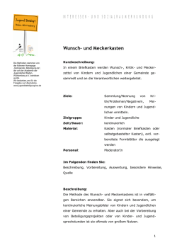 INTERESSEN- UND SOZIALRAUMERKUNDUNG Wunsch