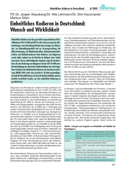 Einheitliches Kodieren in Deutschland: Wunsch und Wirklichkeit