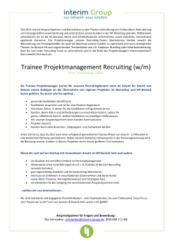 Trainee Projektmanagement Recruiting (w/m) - interim