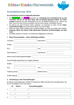Anmeldeformular 2016 - KölnerKinderUni