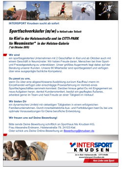 Sportfachverkäufer/in für Kiel & Neumünster