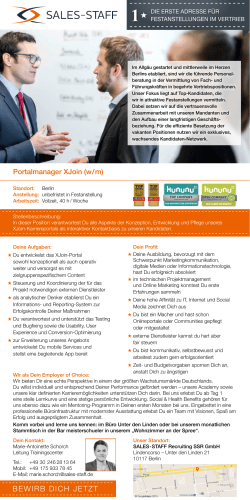 SALES-STAFF Portalmanager XJoin (w/m)