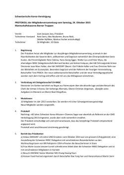 Schweizerische Korea-Vereinigung PROTOKOLL der