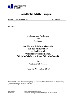 Nr. 113 (2015) Ordnung zur Änderung der