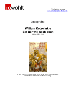 Leseprobe: William Kotzwinkle Ein Bär will nach oben