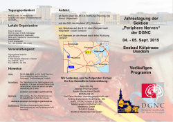 Jahrestagung der Sektion &bdquo;Periphere Nerven&ldquo;