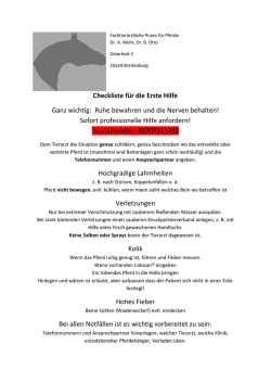 Checkliste für die Erste Hilfe - Fachtierärztliche Praxis für Pferde