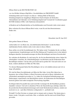 Brief von Axel Köhler-Schnura an die Post
